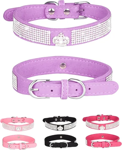 Vista 19 de Bling - Collar de perro para perros pequeños, medianos y grandes, collares de perro con corona de diamantes de imitación para perros hembra y macho