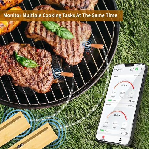 Vista 3 de Termómetro inalámbrico Bluetooth para carne con sonda ultradelgada de 3.9mm Certificación de precisión NIST Rango de 800 pies Monitor de temperatura