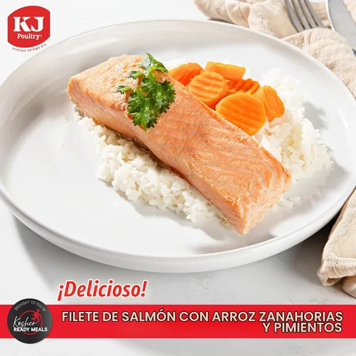 Vista 3 de KJ Poultry Kosher Ready Meals - Filete de salmón y pescado, comida Parve MRE lista para comer, alimentos proteicos, halal, (1 unidad) preparado