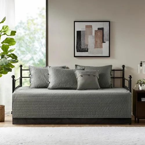Vista 2 de Madison Park Ridge - Juego de funda para sofá cama, diseño reversible con estampado de espiga a cuadros estilo cabaña rústica, ropa de cama de lujo