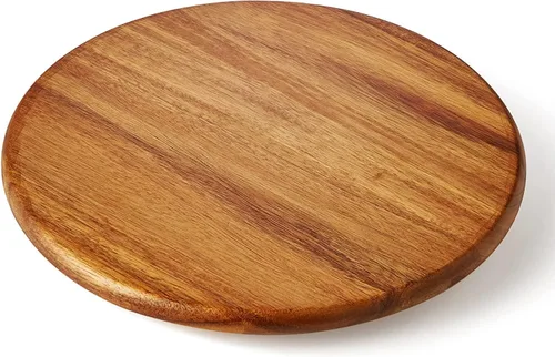 Vista 7 de Bandeja giratoria de madera de acacia Lazy Susan, organizador de gabinete, 12 pulgadas