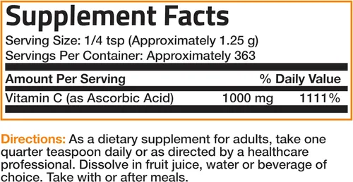 Vista 7 de Vitamina C en polvo, pura absorción, ácido soluble de Bronson Labs, 1