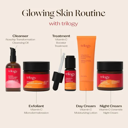 Vista 6 de Trilogy Loción hidratante de vitamina C, unifica el tono y reduce las líneas finas con extracto de margarita y aceite de semilla de rosa mosqueta