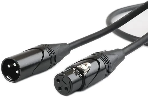 Vista 3 de MFL. Cable DMX de 3 pines XLR macho a hembra de 15 pies para iluminación de escenario, luces DJ 22 AWG 110 ohmios, conector negro, paquete de 4