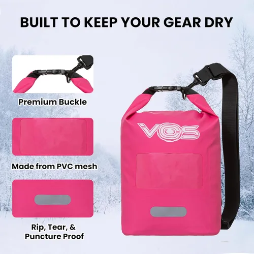 Vista 6 de VOS Bolsa seca impermeable de alta calidad – 5L Bolsa multiusos ligera bolsa de almacenamiento seca mochila para viajes, natación, canotaje