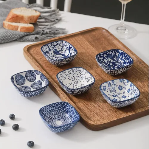 Vista 8 de Selamica Juego de cuencos de cerámica para salsa de soja pequeños, tazón de inmersión de 3 pulgadas, plato de salsa de soja de 2.7 oz, tazón mini