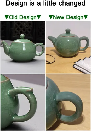 Vista 3 de Tetera Celadon, tetera de porcelana verde jade, utensilio de té de Kungfu, ceremonia de té, 4 colores opcionales, (verde ciruela)
