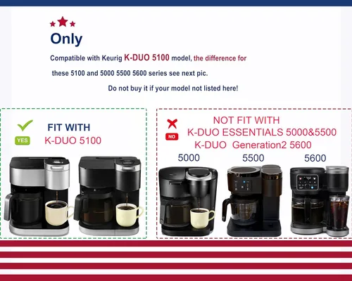 Vista 2 de Jarra de repuesto para cafetera Keurig K-Duo 5100 de repuesto para cafetera Keurig K-Duo 5100, no compatible con Keurig K-Duo "Essentials" 5000/G2