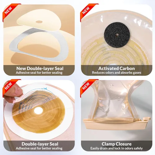 Vista 6 de 100 bolsas de colostomía, suministros de ostomía de 15 a 2.559 in, bolsas de ostomía de una sola pieza, bolsas drenables con cierre para el cuidado