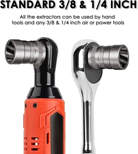 Vista 7 de THINKWORK Juego de extractor de pernos, juego de zócalos extractores de tuercas de 32 piezas, removedor de pernos redondeados de 1/4" y 3/8