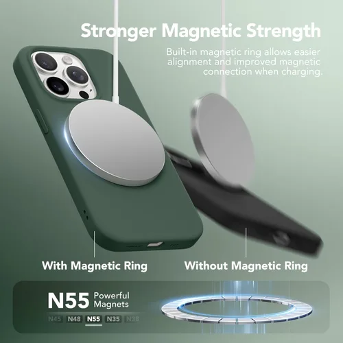 Vista 1303 de GONEZ Funda magnética para iPhone 14, compatible con Magsafe, con protector de pantalla + protector de cámara, forro de microfibra antiarañazos