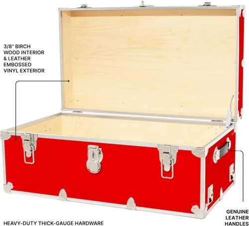Vista 3 de Rhino Trunk & Case Baúl grande de vinilo en relieve de cuero, reposapiés de campamento de verano, baúl de almacenamiento para dormitorio