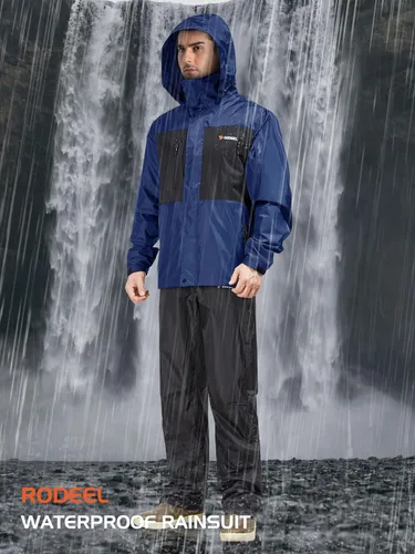 Vista 2 de Rodeel Traje impermeable para pesca para hombres (conjunto de chaqueta y pantalón de lluvia)
