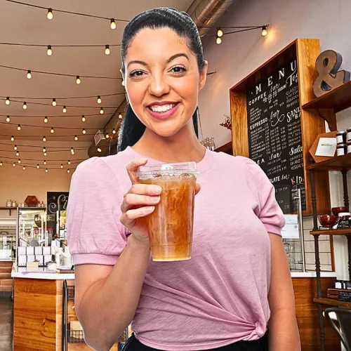 Vista 7 de Green Direct Tazas desechables de plástico transparente para café helado de 12 onzas con tapas para sorber sin pajilla, paquete de 100