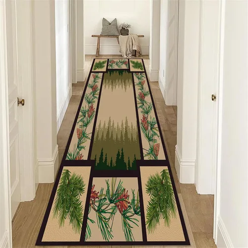 Vista 12 de Alfombras de pasillo de animales, 1.3 x 7 pies, alfombra de pasillo de hojas de arce, oso negro, ciervo, pasillo, alfombras rústicas de cocina