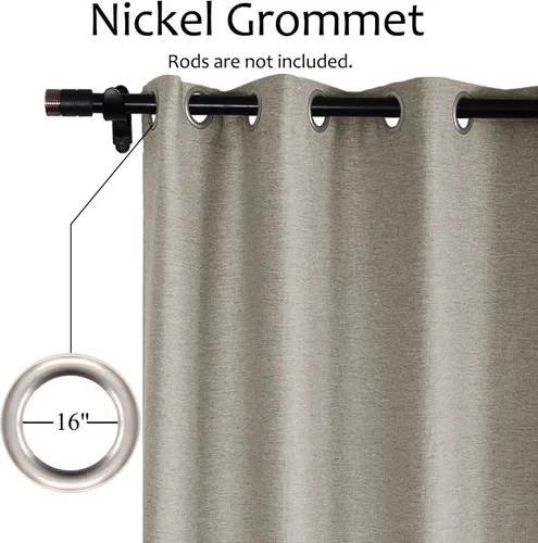 Vista 84 de Frelement Cortinas opacas de lino natural, paneles de cortinas con ojales para sala de estar, cortinas con aislamiento térmico, 52 pulgadas de ancho
