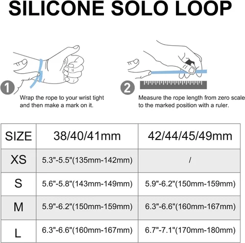 Vista 6 de Silicone Braided Solo Loop Compatible with Apple Watch Band 38mm 40mm 41mm 42mm 44mm 45mm 46mm 49mm, Stretchy Elastic Sport Strap Compatible for