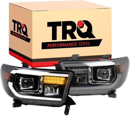 Vista 101 de TRQ Juego de Conjunto de Ensamble de Faros de 2 Piezas de Desempeño Halógeno con Marco Cromado Conductor y Lado del Pasajero Compatible con Mercedes