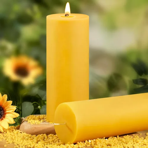 Vista 10 de 1 paquete de velas de cera de abeja 100% pura, 45 horas de combustión larga - velas de pilar de cera de abeja natural para emergencias, velas