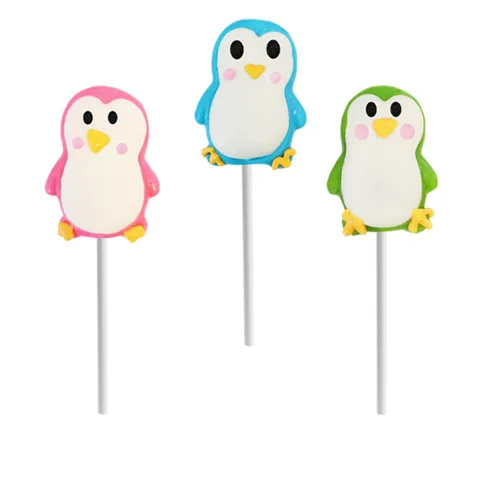 Vista 3 de Fruidles Paquete de 24 piruletas en forma de pingüino, sin grasa, envueltas individualmente