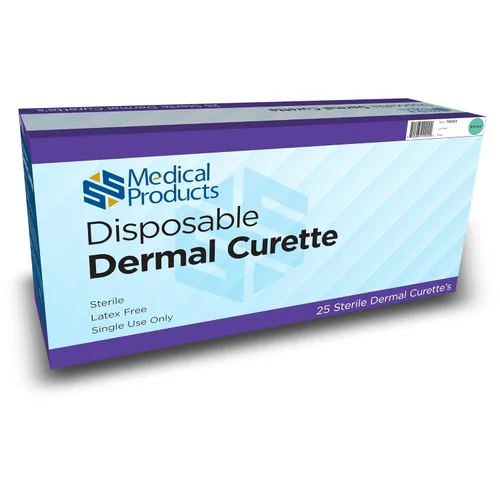 Curetas dérmicas desechables ergonómicamente acero inoxidable precisión hoja de seguridad tapa de seguridad agarre superior cuerpo de color