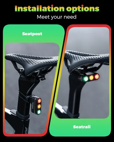 Vista 9 de ROCKBROS Luz trasera de bicicleta recargable, luz trasera con detección de freno, luces traseras de bicicleta LED ultra brillantes para paseo