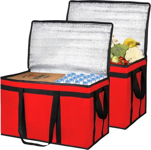 Vista 15 de Bodaon Paquete de 2 bolsas aisladas para entrega de alimentos, XXXL para compras de comestibles/catering/pizza, bolsa de entrega de viaje