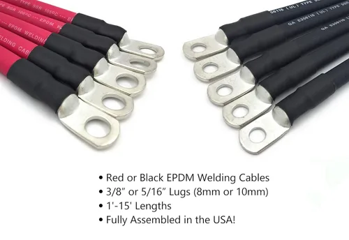 Vista 4 de Cables de batería de calibre 4 AWG completamente ensamblados, longitudes de 1-15 pies, cable positivo o negativo, cables de repuesto de batería