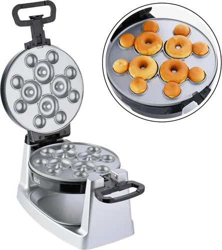 Vista 3 de Mickey Mouse Waffle and Donut Maker con 3 juegos de platos de cerámica antiadherentes extraíbles