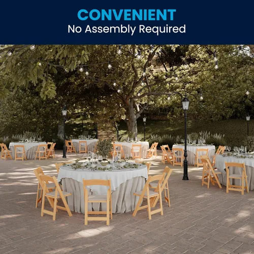 Vista 120 de HERCULES™ silla plegable de madera blanca, con asiento acolchado, Vinilo, Mahogany