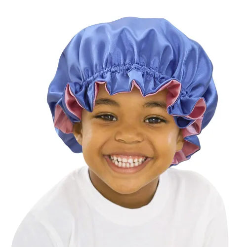 Vista 8 de Gorro de satén para mujer, gorro de dormir grande para cabello largo y rizado, gorra de noche ajustable (doble capa negro/champán)