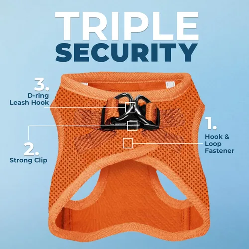 Vista 117 de Best Pet Supplies - Arnés de malla para todo tipo de clima, reflectante, antitirones, para perro y gato pequeño y mediano, con cierre de velcro