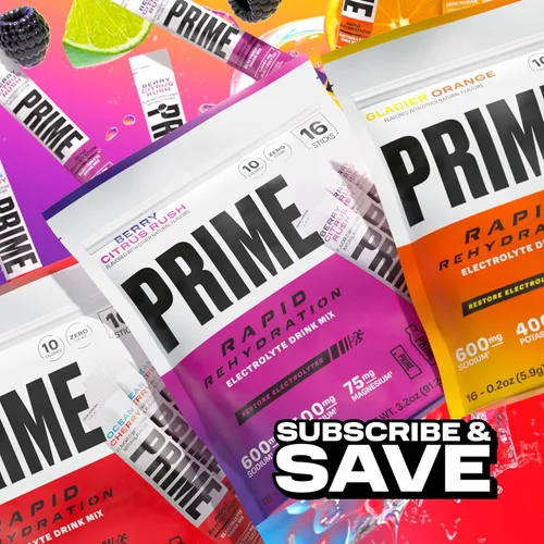 Vista 8 de Barras de Polvo de Electrolitos para Rehidratación Rápida Prime, Sabor a Bayas y Cítricos, Mezcla de Bebida Hidratante Sin Azúcar con Sodio, Potasio