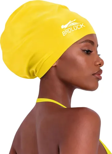 Vista 23 de Gorro de natación extra grande para cabello largo y trenzas, gorro de natación para mujer, rastas gruesas y rizadas, gorras de natación de silicona