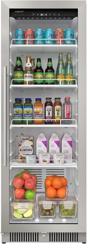 EdgeStar VBM101 - Vendedor comercial de bebidas de 22 pulgadas de ancho y 10.1 pies cúbicos con alarma de temperatura y puerta reversible, acero