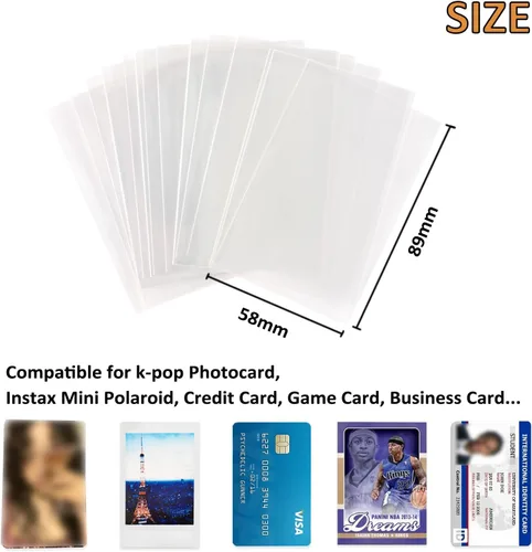 Vista 2 de 300 piezas de fundas para tarjetas fotográficas Kpop, fundas para tarjetas PVC y libres de ácido para tarjetas de intercambio estándar Kpop
