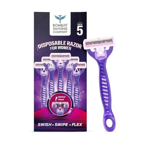 BOMBAE - Maquinilla de afeitar para mujer (paquete de 5) | Seguro e higiénico | Experimenta afeitados cercanos y sin irritación | Aloe Vera y