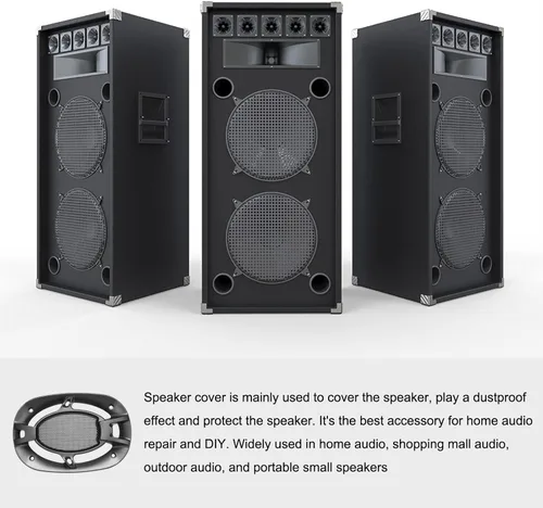 Vista 3 de Cubierta para parrilla de altavoz, protector de rejilla de subwoofer, [para audio en el hogar, bricolaje, 4 x 6 pulgadas/negro/2 unidades]