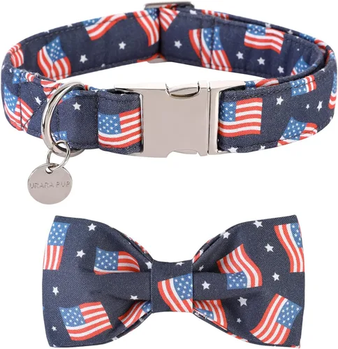 Vista 32 de Collar de perro del día de San Patricio con corbatín, collar de lazo de trébol de la suerte ajustable para perros hembras y niños, collar de perro