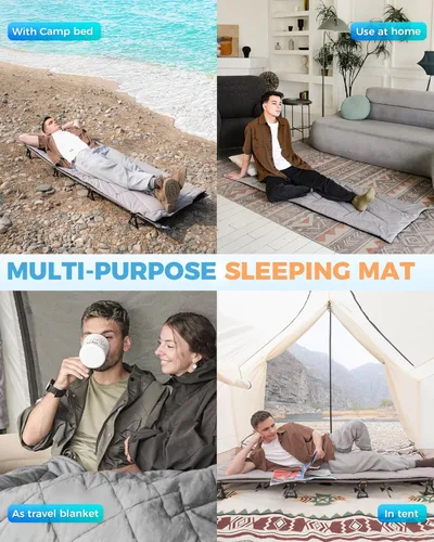 Vista 7 de KingCamp Cot Mattress Pad, Portable Lightweight Cot Mattress, Non-Slip Camping Mat Soft Comfortable Non-Slip Cot Pad for Camp, RV Bunk