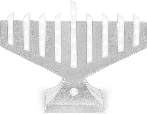 Vista 7 de Zion Judaica - Varillas iluminadas artísticas modernas y artísticas de menorá de forma tradicional pero elegante, batería eléctrica de Minorah