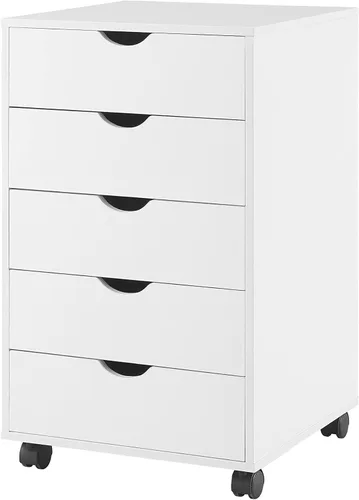 Vista 191 de Naomi Home Cómoda de 5 cajones para dormitorio, alta y elegante, con ruedas y estantes de almacenamiento, pequeña para guardarropa, para maquillaje