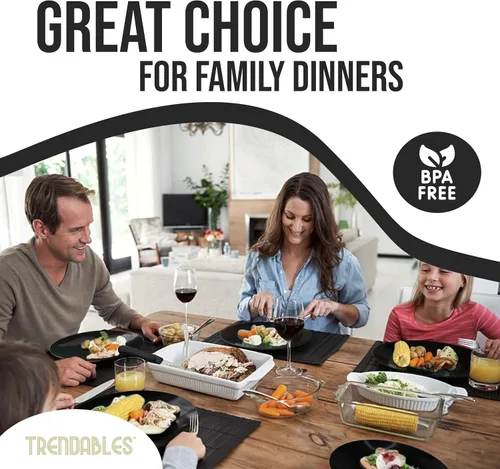 Vista 4 de Trendables Juego de vajilla de plástico, 40 platos desechables de plástico para fiesta, 20 invitados, platos de postre de 20 x 8 y 20 x 10 platos