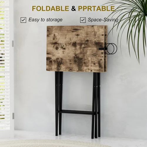 Vista 35 de VECELO Bandeja plegable de TV para comer, juego de 2, mesa portátil para cena/merienda con portavasos para sofá, sala de estar y espacio pequeño