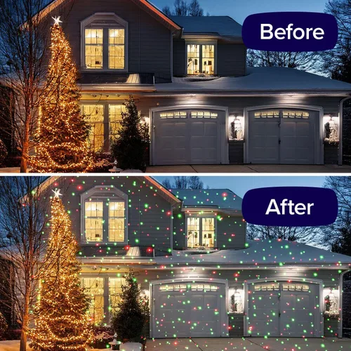 Vista 8 de Star Shower Ultra 9 espectáculo de luces láser para exteriores con control remoto, COMO SE VE EN TV, nuevos 9 patrones únicos, ilumina el hogar