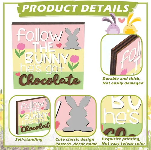 Vista 3 de Amyhill 12 piezas de decoración de bandejas escalonadas de Pascua, decoración de bandeja escalonada de primavera, mini conejo, conejo, huevo