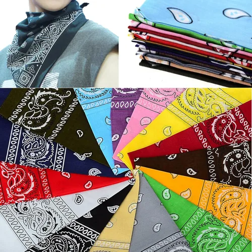 Vista 4 de 12 bandanas 22 x 22 in 100 % algodón, novedad, de cachemira, de impresión de doble, cowboy, bufanda, bandana, banda para la cabeza, pañuelos