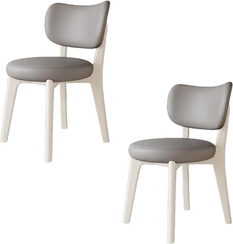 Vista 32 de Juego de sillas de comedor de madera de 1/2/4, sillas de cocina con respaldo curvo, silla de vestíbulo, silla de comedor tapizada, silla de comedor