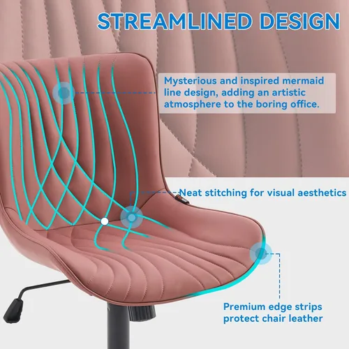 Vista 4 de YOUNIKE Silla de oficina, silla de escritorio sin brazos con ruedas, sillas giratorias ajustables para computadora de oficina en casa, silla