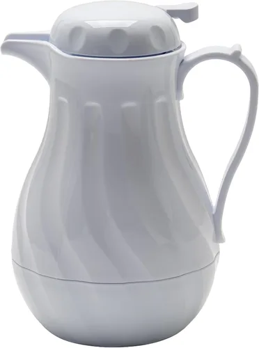 Vista 5 de Winco Servidor de bebidas aislado con botón pulsador con diseño de remolino, 64 onzas, color blanco